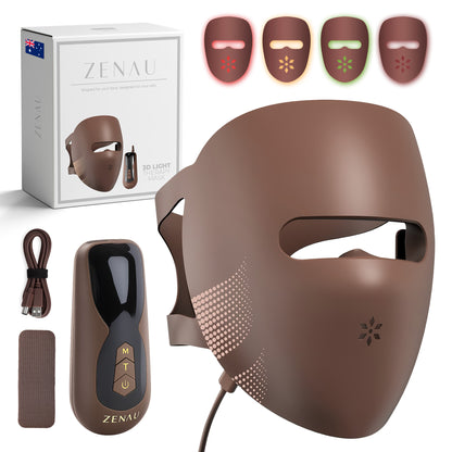 ZENAU Red Light Therapy Face Mask - LED Face Mask for Skincare, 4 Light Modes, 3D Portable Rechargeable Soft LED Facial Mask for Home Use
