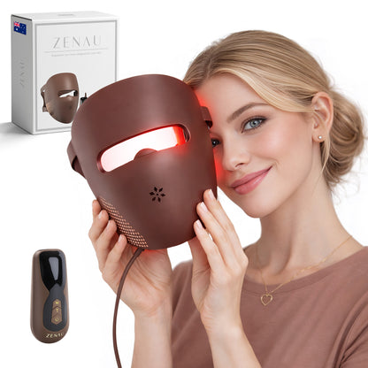 ZENAU Red Light Therapy Face Mask - LED Face Mask for Skincare, 4 Light Modes, 3D Portable Rechargeable Soft LED Facial Mask for Home Use
