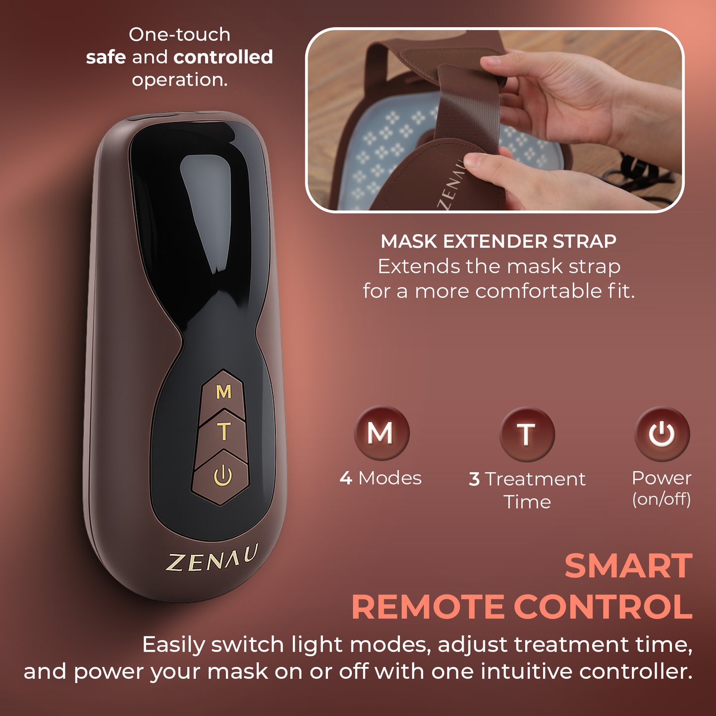 ZENAU Red Light Therapy Face Mask - LED Face Mask for Skincare, 4 Light Modes, 3D Portable Rechargeable Soft LED Facial Mask for Home Use