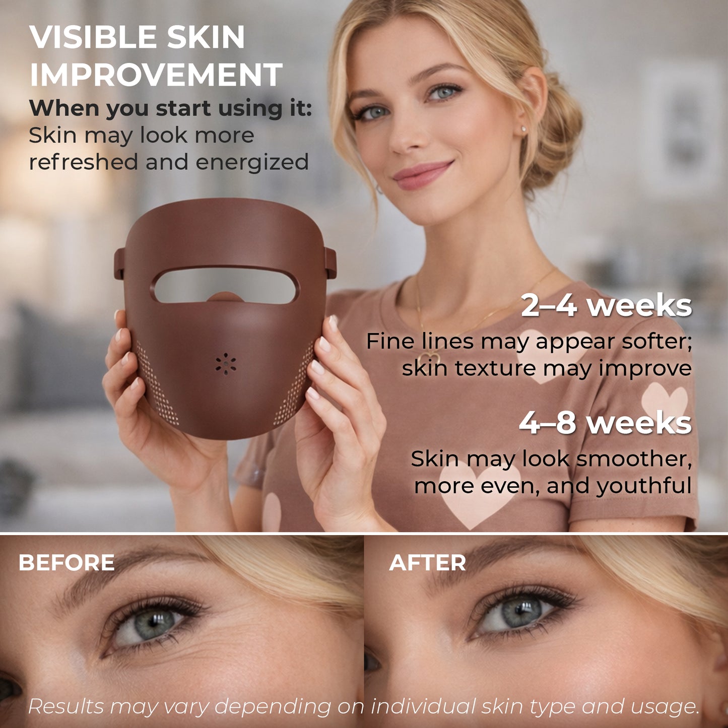 ZENAU Red Light Therapy Face Mask - LED Face Mask for Skincare, 4 Light Modes, 3D Portable Rechargeable Soft LED Facial Mask for Home Use